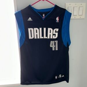 Adidas Dallas Mavericks Navy and Blue Jersey 41 Nowitzki